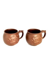 Набір з 2-х кружок 'Лун-дракон', світлий, 200 мл - глиняний посуд з фентезійним дизайном.