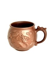 Набір з 2-х кружок 'Лун-дракон', світлий, 200 мл - глиняний посуд з фентезійним дизайном.