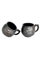 Набір з 2-х кружок 'Лун-дракон', темний, 200 мл — ісинська глина ручної роботи.