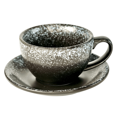 Набір 6 чашок з блюдцями 'Чорний сніг', 300 мл