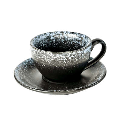 Набір 6 чашок з блюдцями 'Чорний сніг', 200 мл