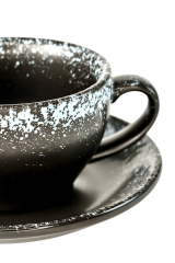 Набір 6 чашок з блюдцями 'Чорний сніг', 250 мл