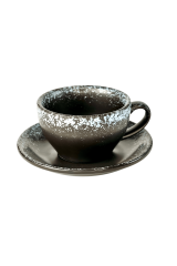 Набір 6 чашок з блюдцями 'Чорний сніг', 250 мл