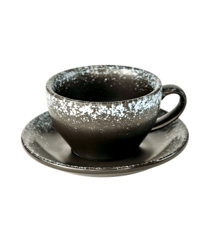 Набір 6 чашок з блюдцями 'Чорний сніг', 250 мл